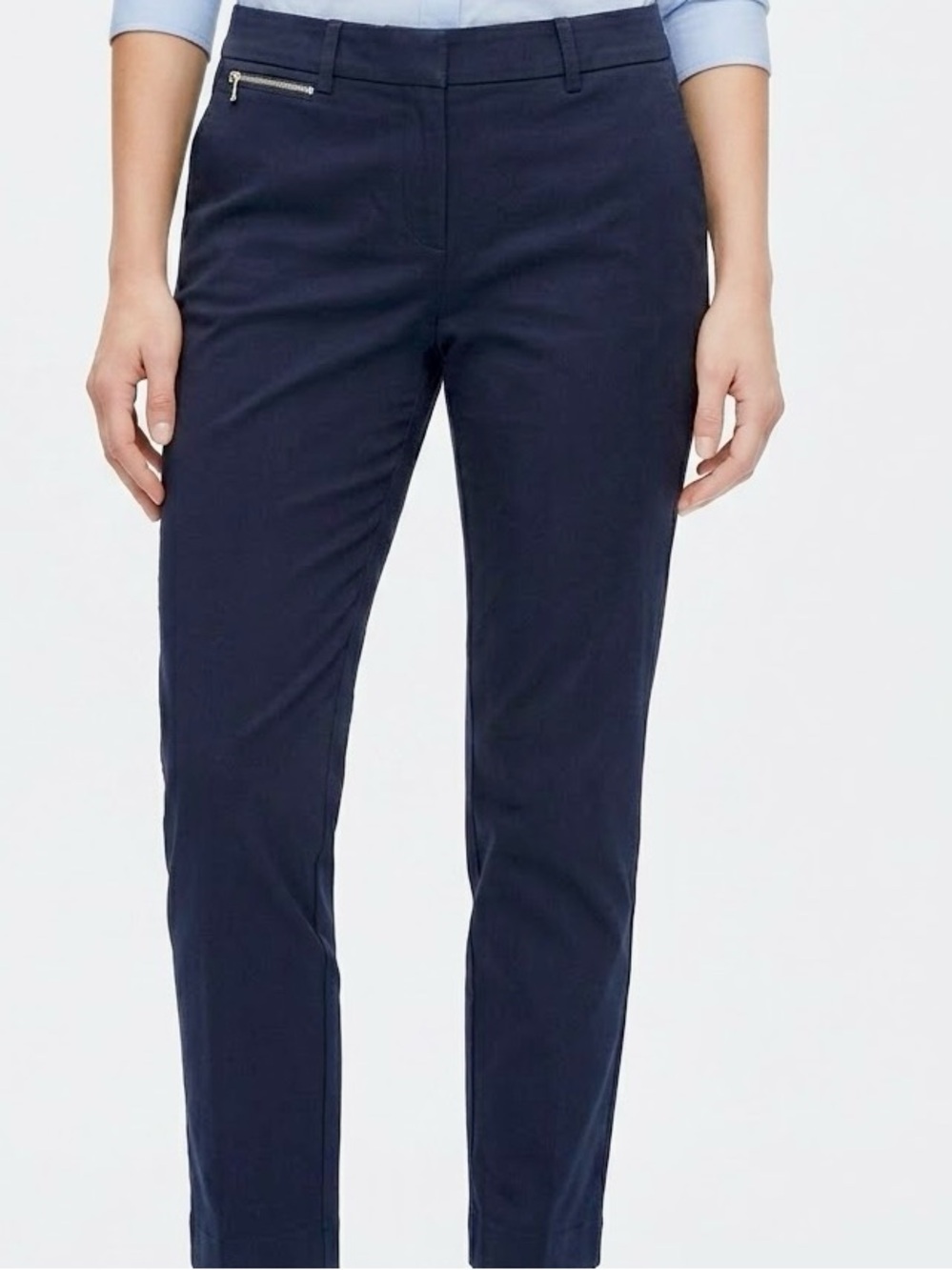 ZAC & RACHEL Cotton Blend Navy Blue Slim Ankle Chino Pants w Stretch — LHP